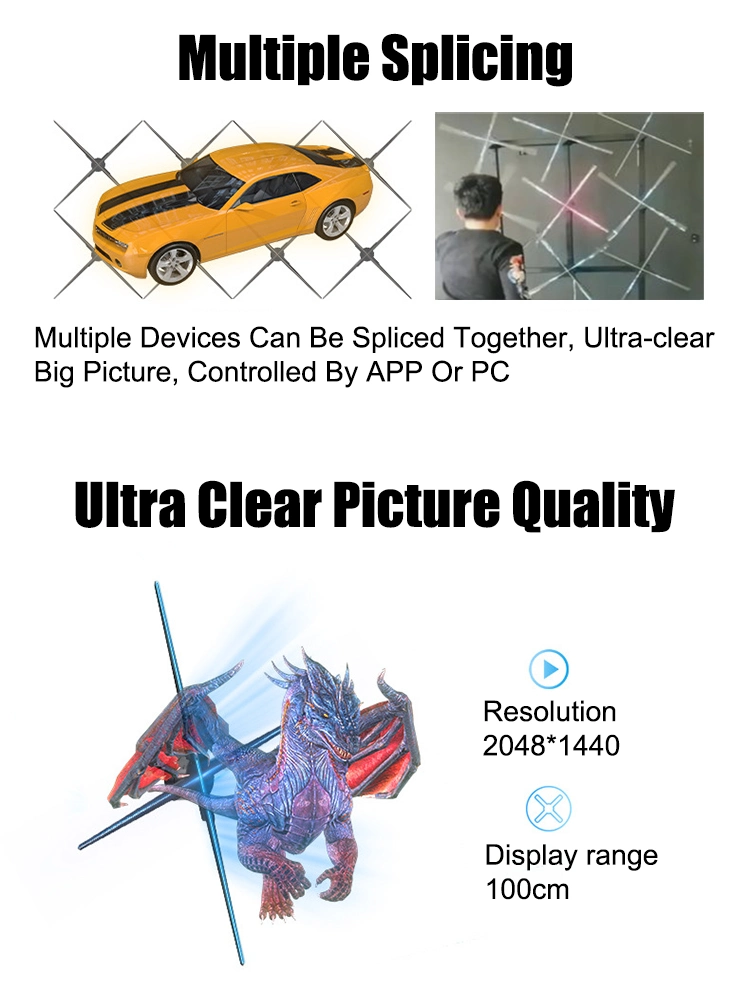 Zxb-Z2 42cm 384 Lamp Beads 36W Adjustable Brightness 3D Hologram LED Projector Holographic Fan Display