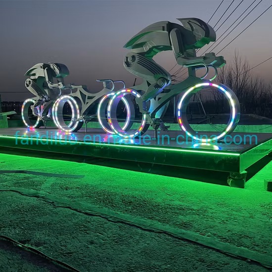 Interactive Riding Competitive Props Linked Bicycle Scenic Parent-Child Amusement Bicycle Equipment Stainless Steel Landscape Sculpture