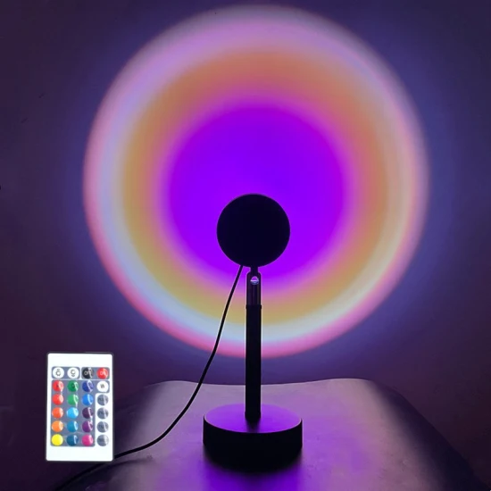 LED Lights Floor Lamp Rainbow Night Light 360 Degree Rotation 16 Colors Changing Sunset Lamp Projector