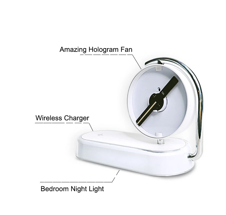 Wireless Charger LED Smart Home Night Light 3D Hologram Ventiladores Holograficos Holographic Display Holograma 3D Hologram Fan