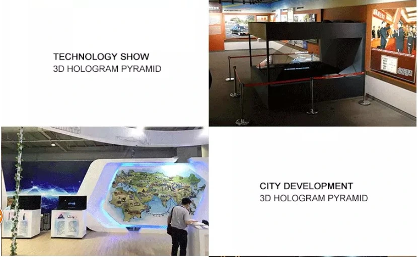 15&quot;-86 Inch 180/270 Degrees, Pyramid 3D Holographic Display, 3D Hologram Display for Advertising with WiFi 4G Cloud Management